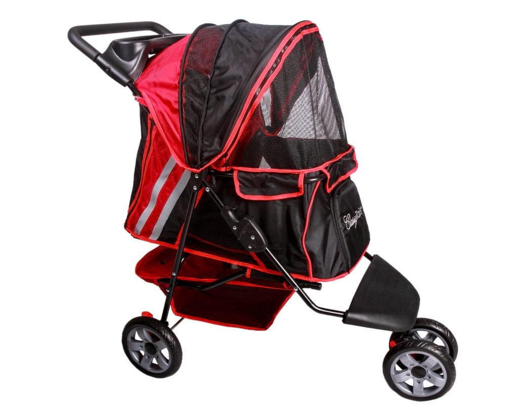 3 Wheeler Cruiser Pet Stroller - Black / Red